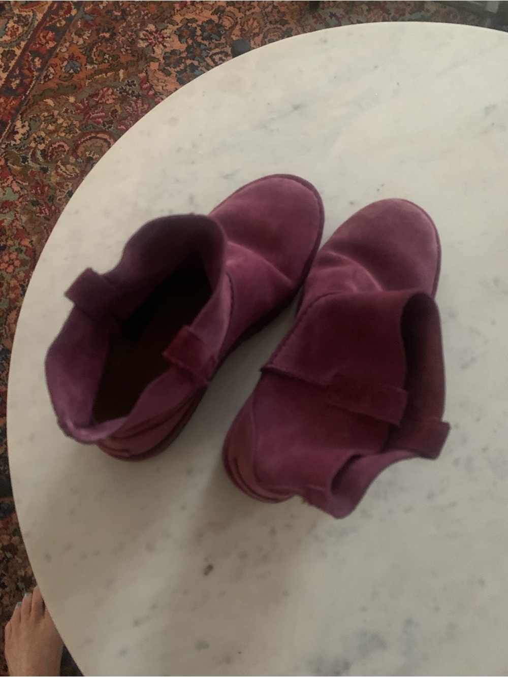 Ugg purplish In size 9. No fur, wear barefoot or with socks